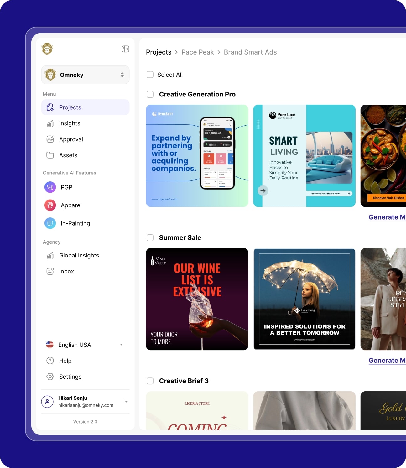 Omneky Features Functionality Design 1