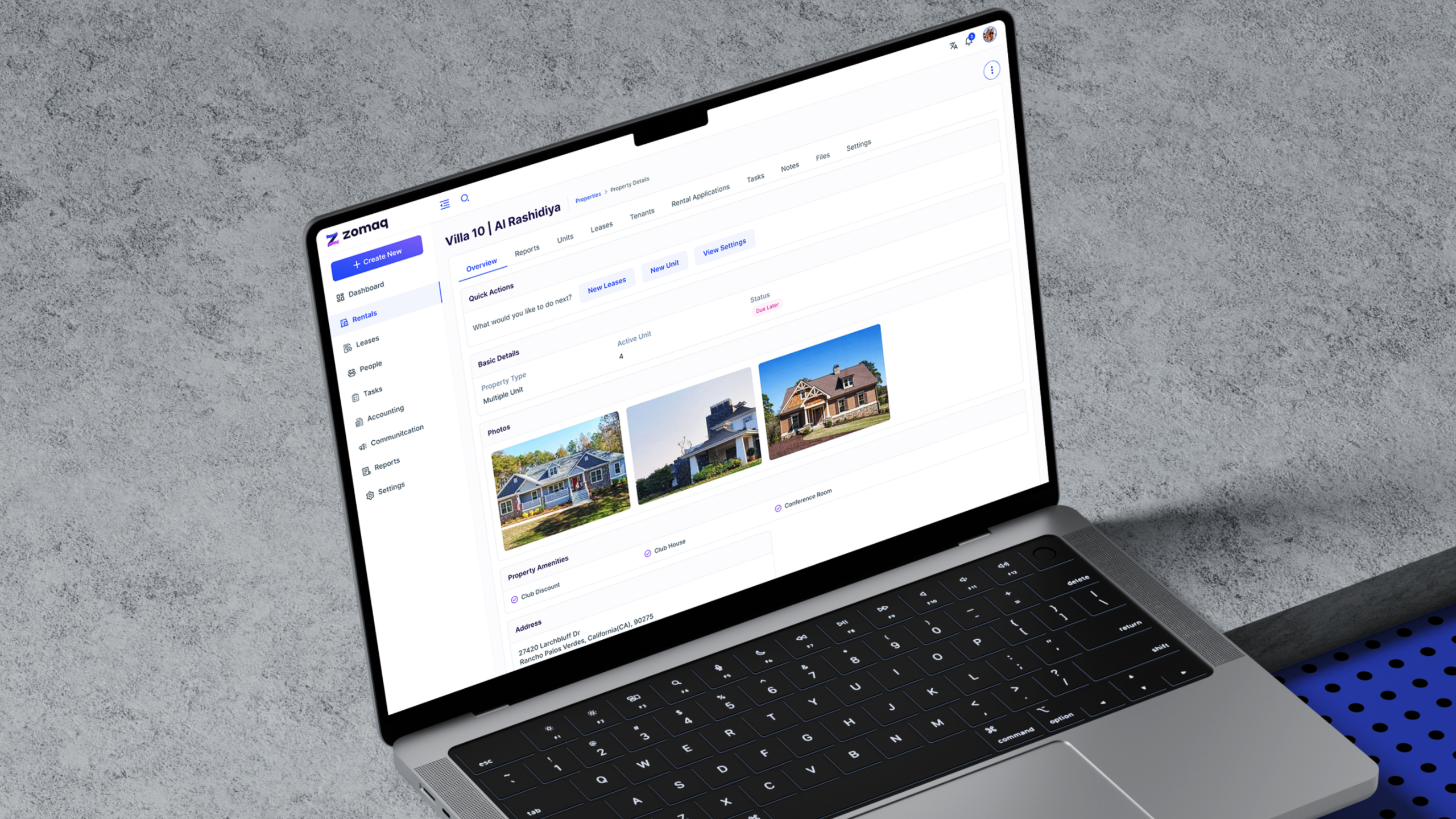 Zomaq Property Management Dashboard UI Design