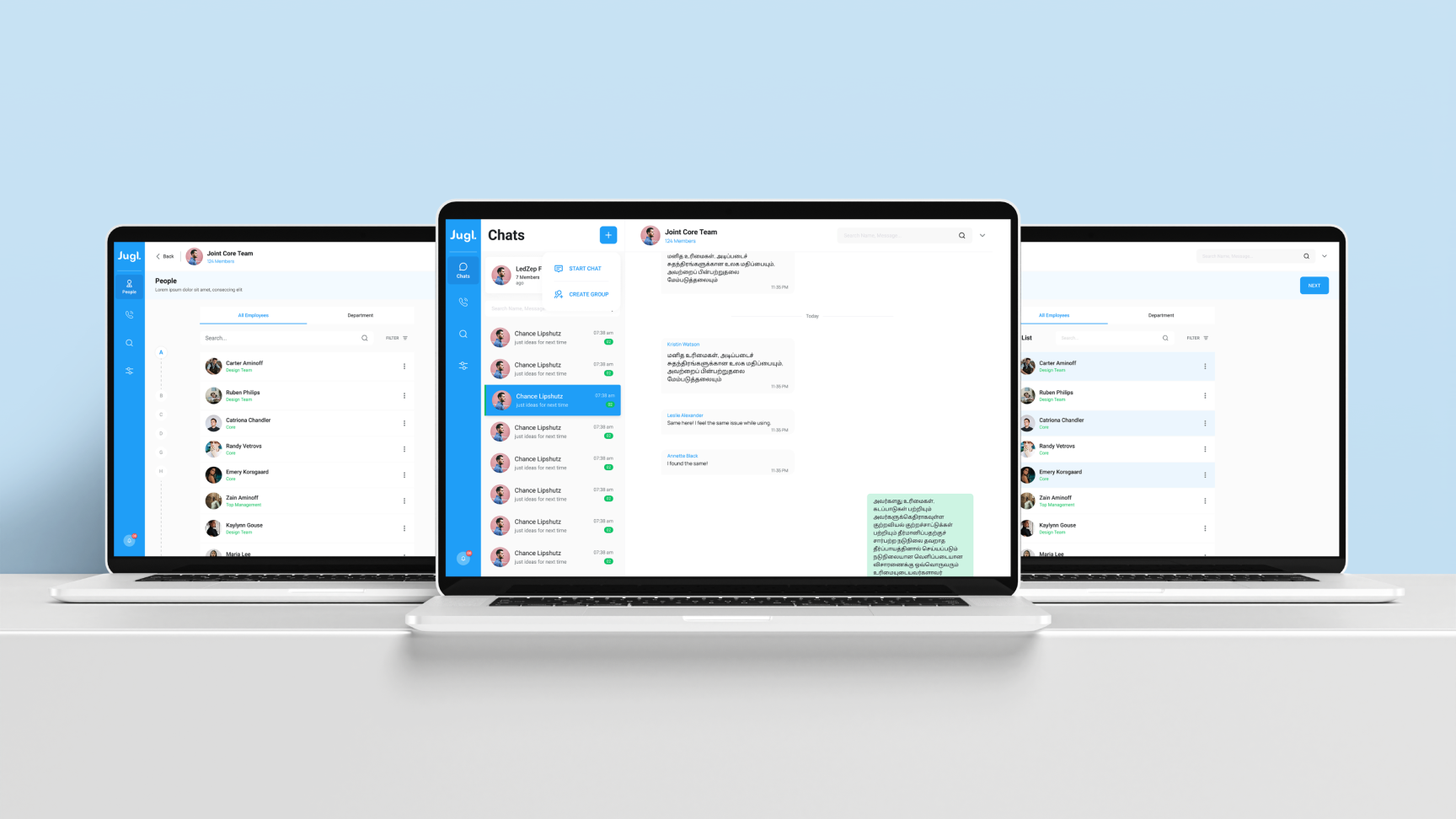 Jugl Employee Communication Dashboard UI Design